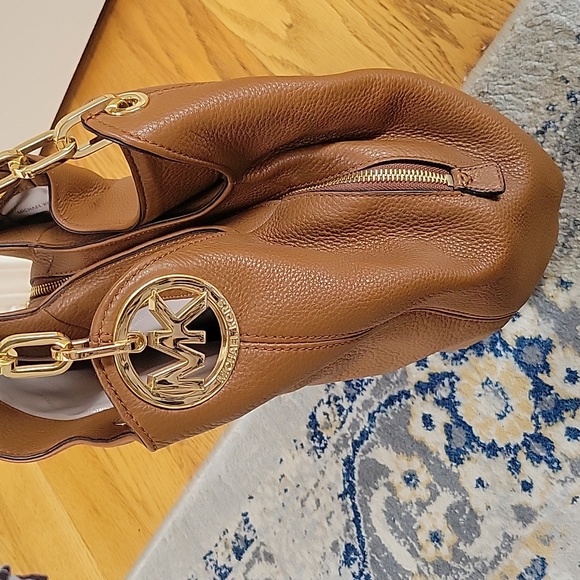 Michael Kors - Large Pebbled Leather Hobo Shoulder Bag in Luggage (Med Brown) - Picture 4 of 12